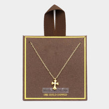 Load image into Gallery viewer, Gold 18K Gold Dipped CZ Stone Paved Mini Cross Pendant Necklace
