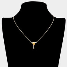 Load image into Gallery viewer, Yellow Rhinestone Embellished Cocktail Pendant Necklace
