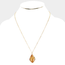 Load image into Gallery viewer, Gold 
Semi Precious Metal Trim Pendant Necklace
