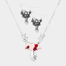 Load image into Gallery viewer, Silver Watercolor Enamel Deer Jewelry Charm Pendant Necklace
