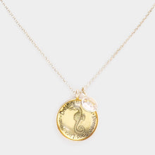 Load image into Gallery viewer, Gold Seahorse Crystal Medallion Chain Necklace
