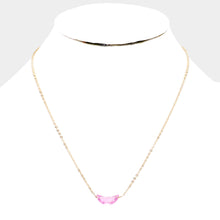 Load image into Gallery viewer, Pink Cubic Zirconia Crescent Moon Pendant Necklace
