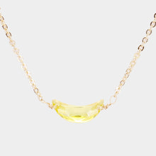 Load image into Gallery viewer, Yellow Cubic Zirconia Crescent Moon Pendant Necklace
