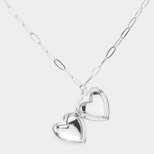 Load image into Gallery viewer, Silver Matte Metal Heart Locket Pendant Paperclip Chain Necklace
