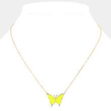 Load image into Gallery viewer, Yellow Butterfly Druzy Pendant Necklace
