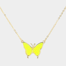 Load image into Gallery viewer, Yellow Butterfly Druzy Pendant Necklace
