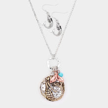 Load image into Gallery viewer, Silver Metal Mermaid Round Pendant Whale Tail Charm Necklace
