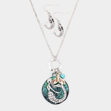 Load image into Gallery viewer, Silver Metal Mermaid Round Pendant Whale Tail Charm Necklace
