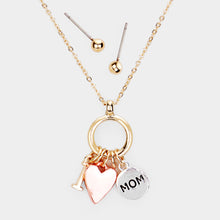 Load image into Gallery viewer, Silver I Love &quot;Mom&quot; Heart Metal Charm Pendant Necklace
