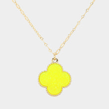 Load image into Gallery viewer, Yellow Druzy Quatrefoil Pendant Necklace
