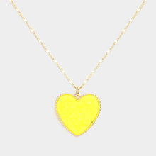 Load image into Gallery viewer, Yellow Druzy Heart Pendant Necklace
