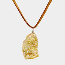 Load image into Gallery viewer, Yellow Suede Druzy Pendant Necklace
