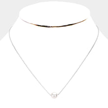 Load image into Gallery viewer, White White Gold Dipped 8 mm Pearl Pendant Necklace
