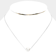 Load image into Gallery viewer, White White Gold Dipped 10 mm Pearl Pendant Necklace
