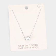 Load image into Gallery viewer, White White Gold Dipped 10 mm Pearl Pendant Necklace
