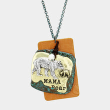 Load image into Gallery viewer, Silver &quot;Mama Bear&quot; Metal Polar Bear Pearl Charm Pendant Necklace
