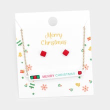 Load image into Gallery viewer, White Merry Christmas Cube Resin Pendant Necklace
