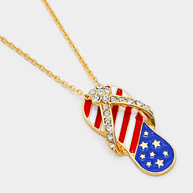 Gold USA Slipper Pendant Necklace