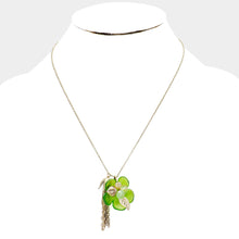 Load image into Gallery viewer, Green Bloom Flower Pendant Tassel Drop Necklace
