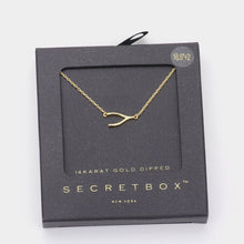 Load image into Gallery viewer, Secret Box 14K Gold Dipped Wishbone Pendant Necklace
