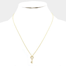 Load image into Gallery viewer, 14K Gold Dipped crystal heart key pendant necklace with Secret Box
