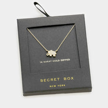 Load image into Gallery viewer, Secret Box 14K Gold Dipped CZ elephant pendant necklace
