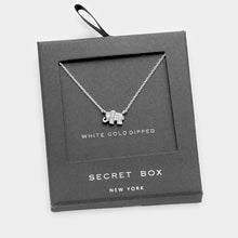 Load image into Gallery viewer, White Secret Box White Gold Dipped CZ elephant pendant necklace
