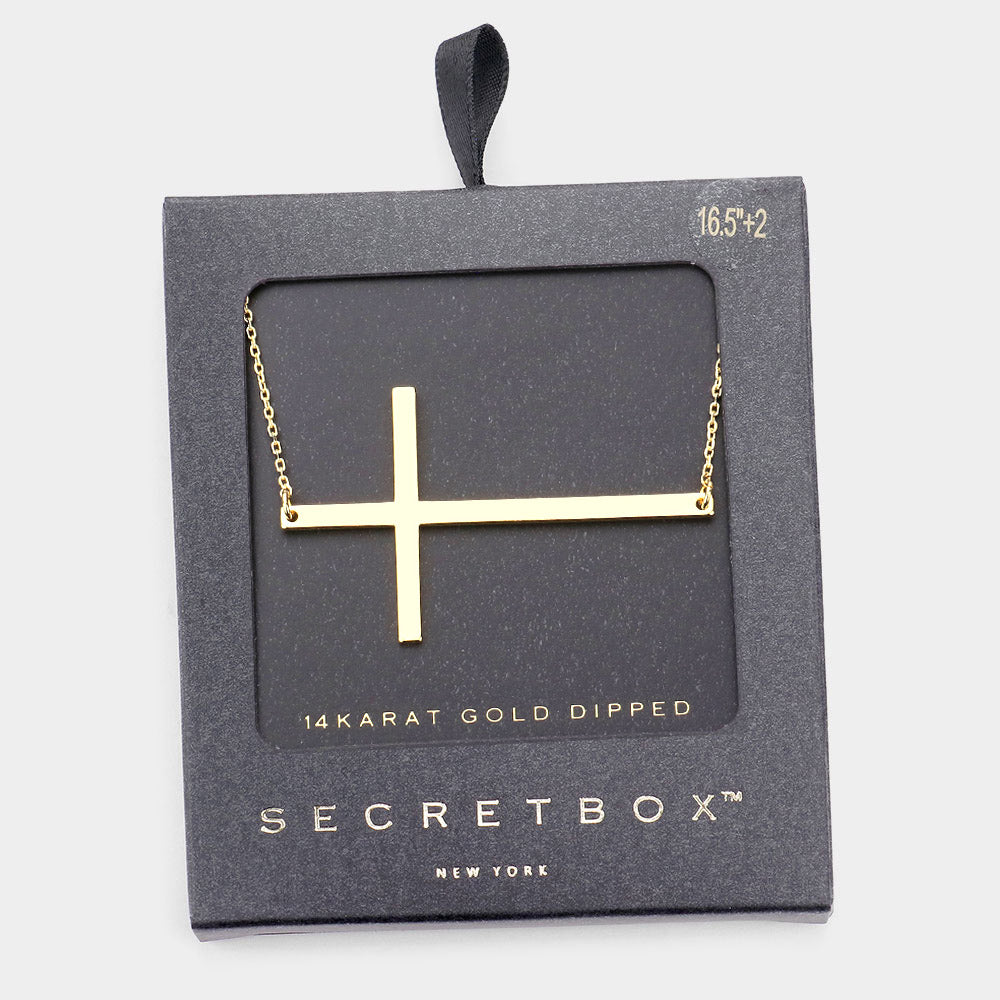 14K Gold Dipped Metal Cross Pendant Necklace