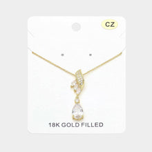 Load image into Gallery viewer, Gold 18K Gold Filled Teardrop Marquise CZ Stone Pointed Pendant Necklace
