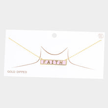 Load image into Gallery viewer, Pink FAITH Gold Dipped Enamel Rectangle Message Pendant Necklace
