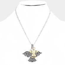 Load image into Gallery viewer, Two Tone Blessed Antique Metal Angel Pendant Necklace
