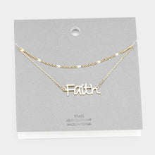 Load image into Gallery viewer, Gold Brass Metal Faith Layered Necklace
