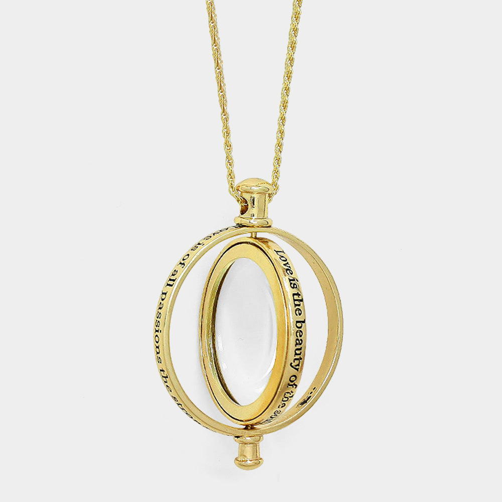 Gold Revolving Magnifying Glass Pendant Necklace