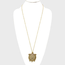 Load image into Gallery viewer, Gold 2-Layers Turtle Pendant with Glass Disc Necklace
