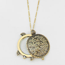 Load image into Gallery viewer, Gold 2-Layers Turtle Pendant with Glass Disc Necklace
