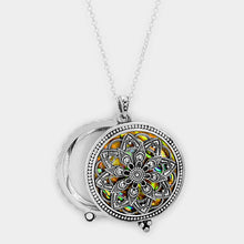 Load image into Gallery viewer, Antique Patterned Magnifying Glass Locket Pendant Long Necklace
