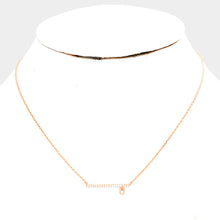 Load image into Gallery viewer, Rose Gold Cubic Zirconia Bar Dangle Pendant Necklace
