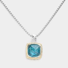 Load image into Gallery viewer, Aqua Square CZ Stone Pendant Necklace
