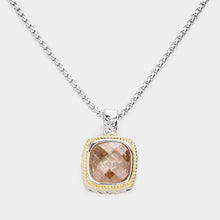 Load image into Gallery viewer, Peach Square CZ Stone Pendant Necklace
