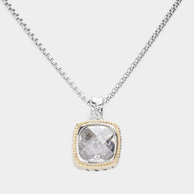 Load image into Gallery viewer, Square CZ Stone Pendant Necklace
