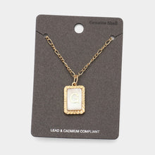 Load image into Gallery viewer, Letter G Monogram Genuine Shell Rectangle Pendant Necklace
