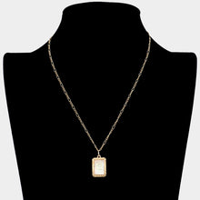 Load image into Gallery viewer, Letter G Monogram Genuine Shell Rectangle Pendant Necklace
