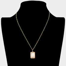Load image into Gallery viewer, Letter H Monogram Genuine Shell Rectangle Pendant Necklace
