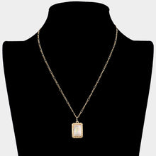 Load image into Gallery viewer, Letter P Monogram Genuine Shell Rectangle Pendant Necklace
