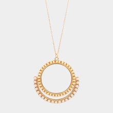 Load image into Gallery viewer, Wood Embellished Geometric Open Circle Pendant Long Necklace
