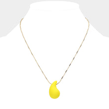 Load image into Gallery viewer, Yellow Matte Colored Teardrop Pendant Necklace
