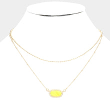 Load image into Gallery viewer, Yellow Marbled Hexagon Pendant Double Layered Necklace
