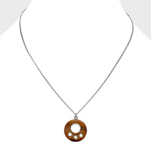 Load image into Gallery viewer, Silver Wood Disc Cut out Pendant Necklace
