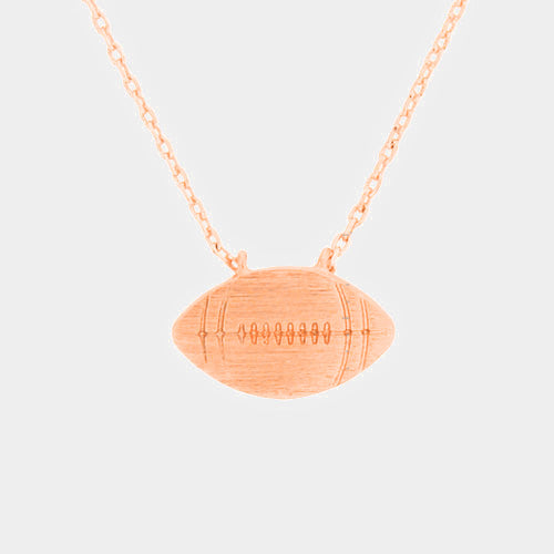 Rose Gold Metal Football Pendant Necklace