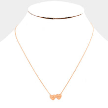 Load image into Gallery viewer, Rose Gold Mr Mrs _ Metal Double Heart Pendant Necklace

